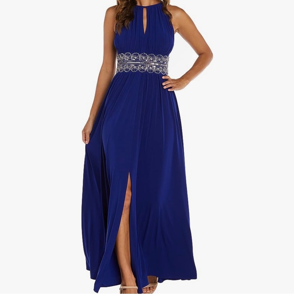 R&M Richards Women's Beaded Waist Gown